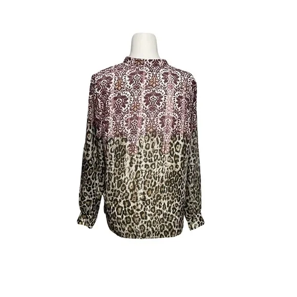 🔥 ALFRED DUNNER Floral Leopard V-Neck Shell Button Blouse 12 EUC! 🔥 - Picture 3 of 11